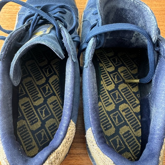 PUMA Match Shoes In Suede Navy And Gold Snake Skin Accents - Like New, S… - Picture 11 of 13
